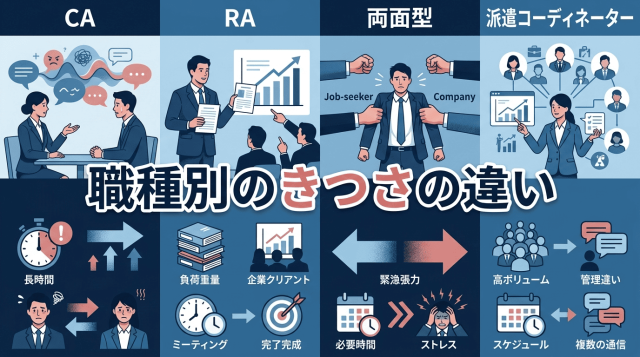 人材業界の職種別きつさの違い