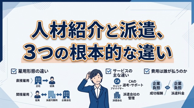 人材紹介と派遣、3つの根本的な違い