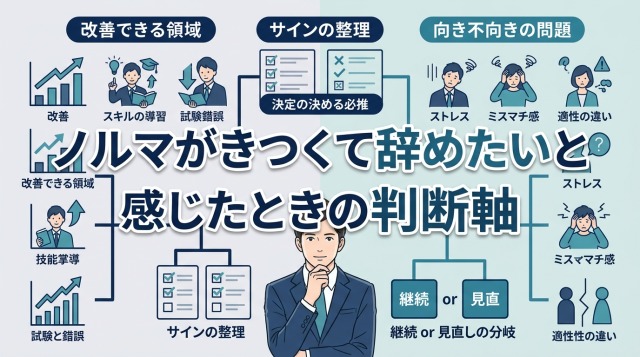 ノルマがきつくて辞めたいと感じたときの判断軸