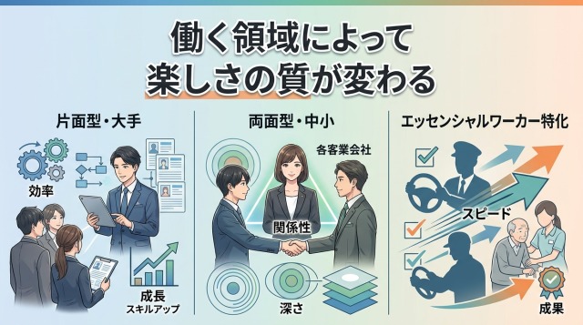 働く領域によって楽しさの質が変わる