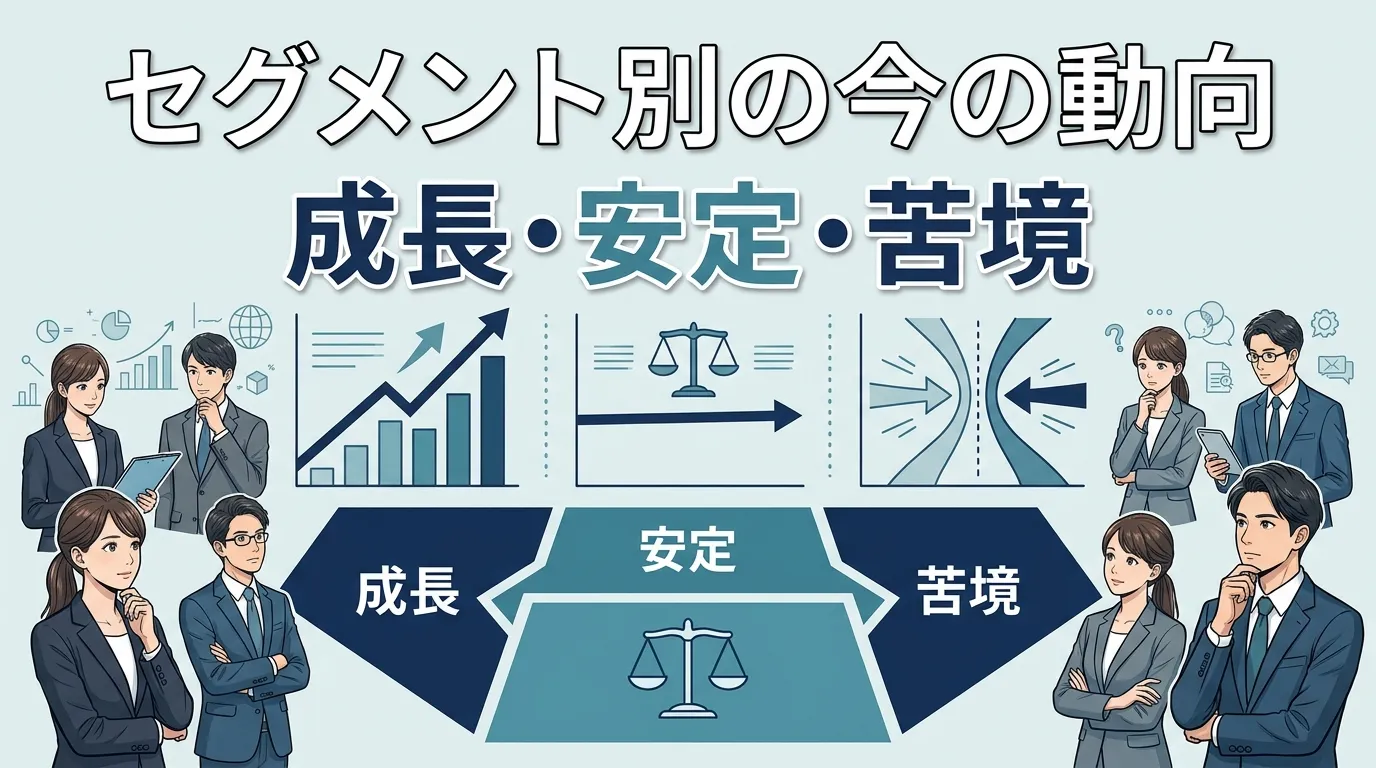 セグメント別の今の動向：成長・安定・苦境