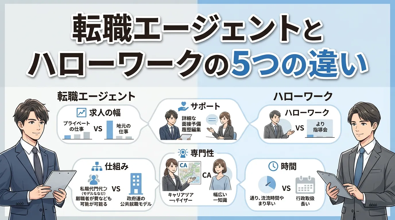 転職エージェントとハローワーク、5つの違い