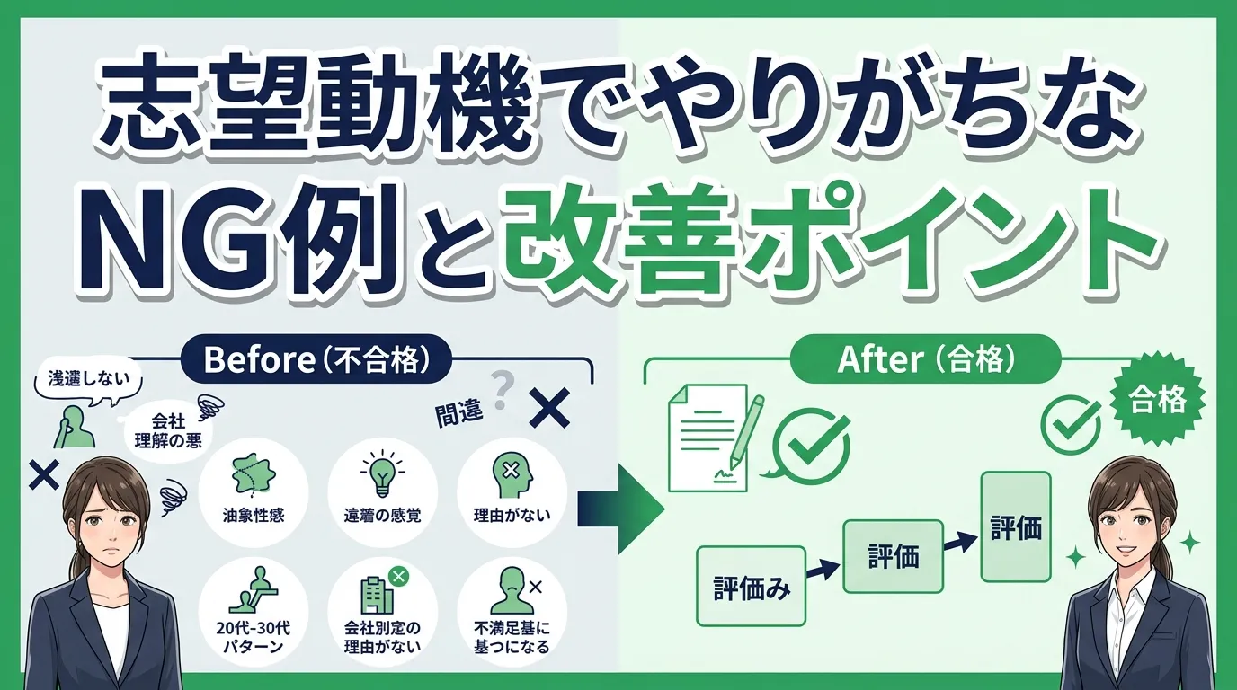 志望動機でやりがちなNG例と改善ポイント