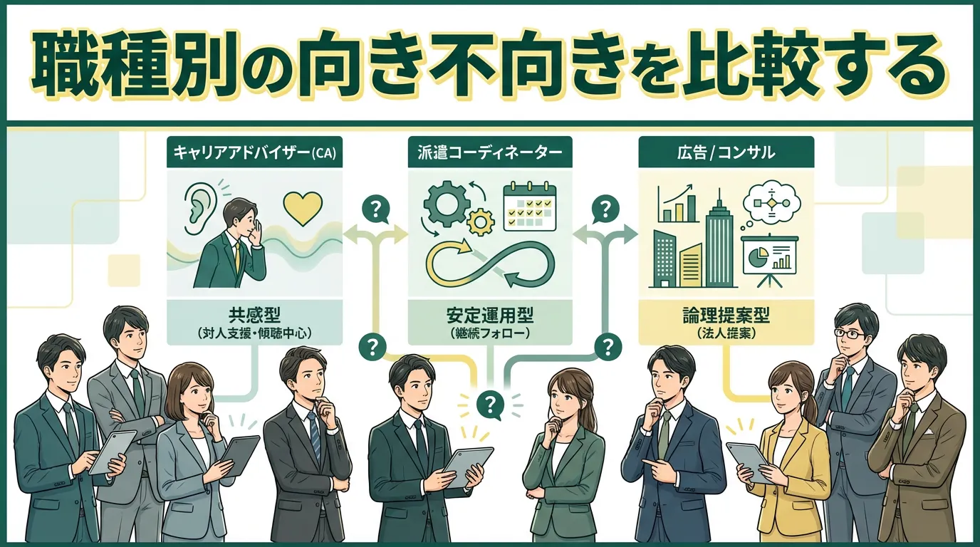 職種別の向き不向きを比較する