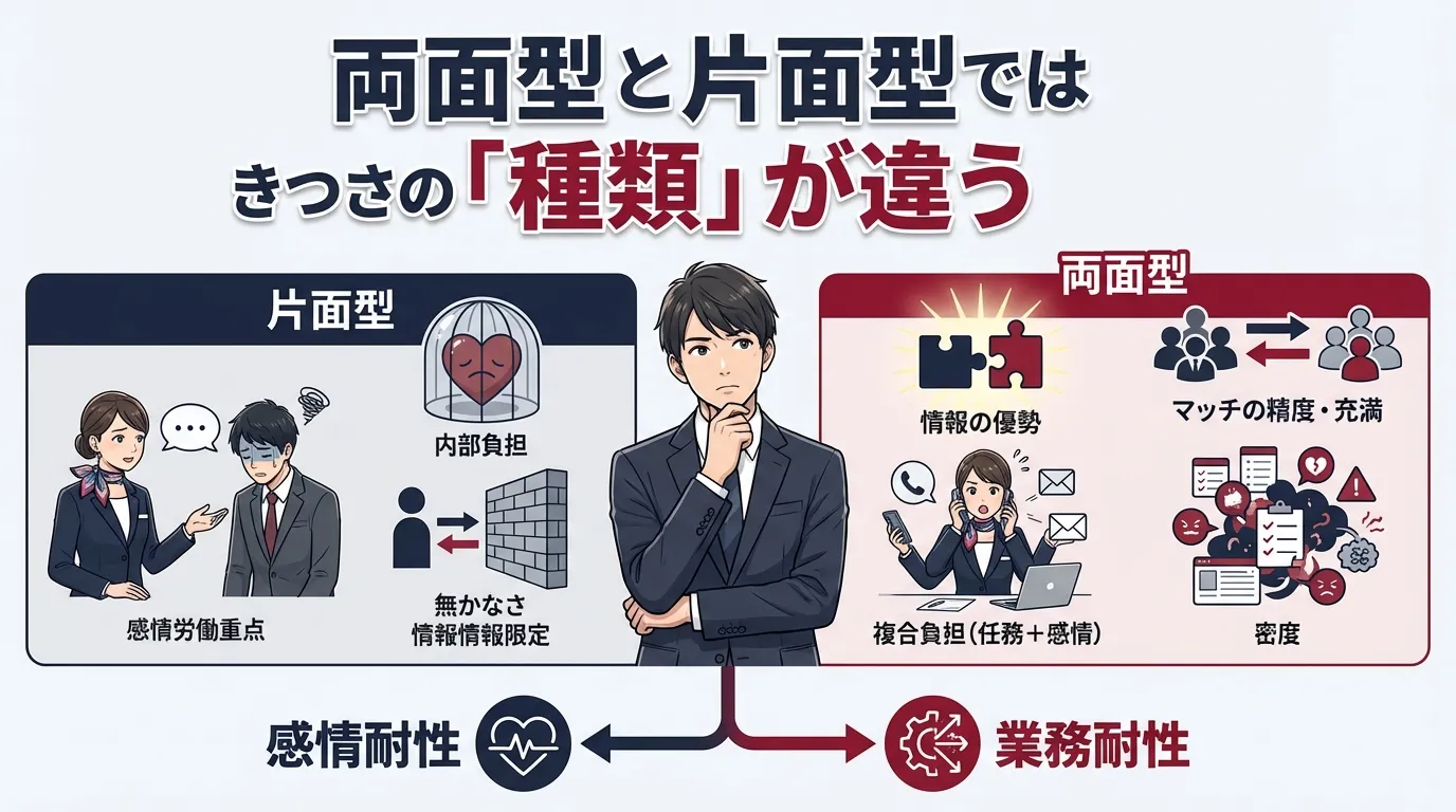 両面型と片面型ではきつさの「種類」が違う