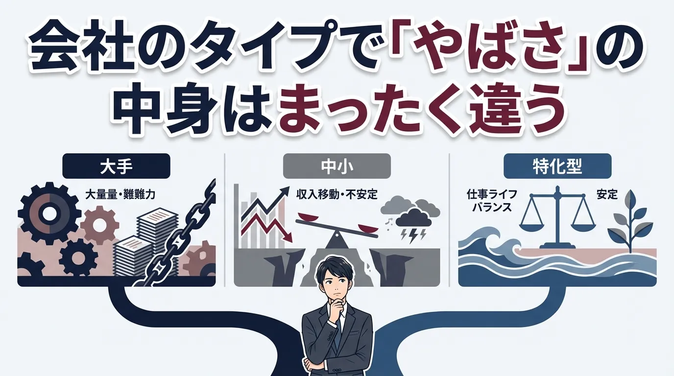 会社のタイプで「やばさ」の中身はまったく違う