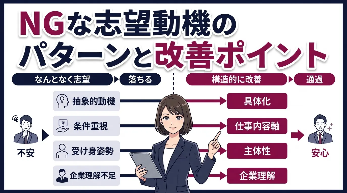 NGな志望動機のパターンと改善ポイント