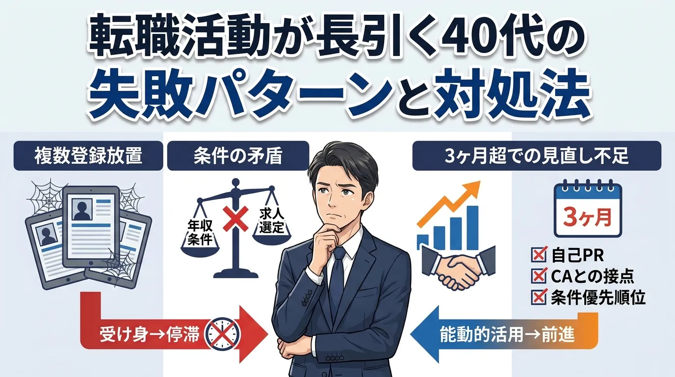 転職活動が長引く40代の失敗パターンと対処法