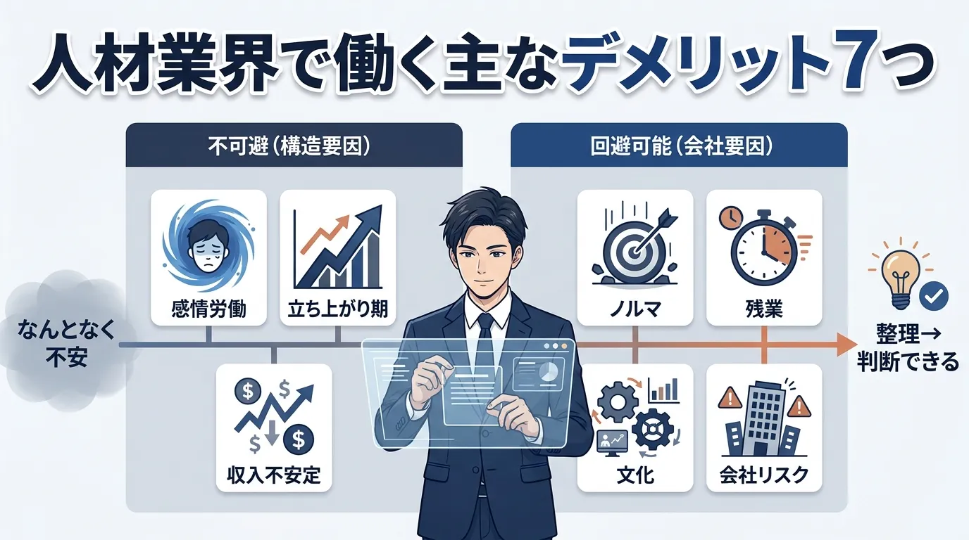 人材業界で働く主なデメリット7つ