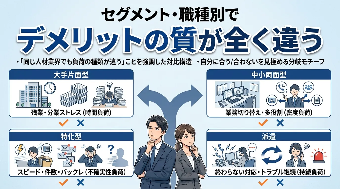セグメント・職種別でデメリットの質が全く違う
