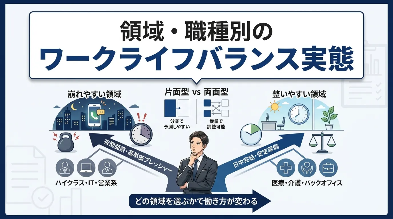 領域・職種別のワークライフバランス実態