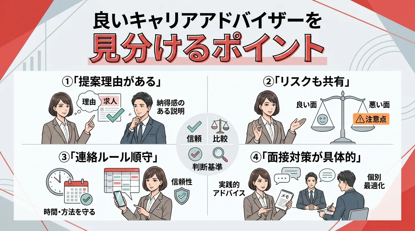 良いキャリアアドバイザーを見分けるポイント