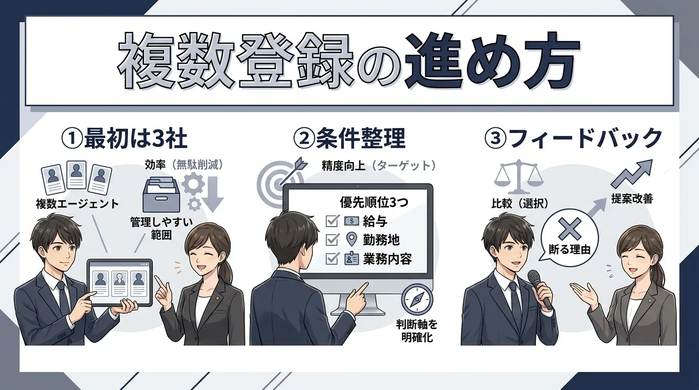 複数の転職エージェント登録の進め方